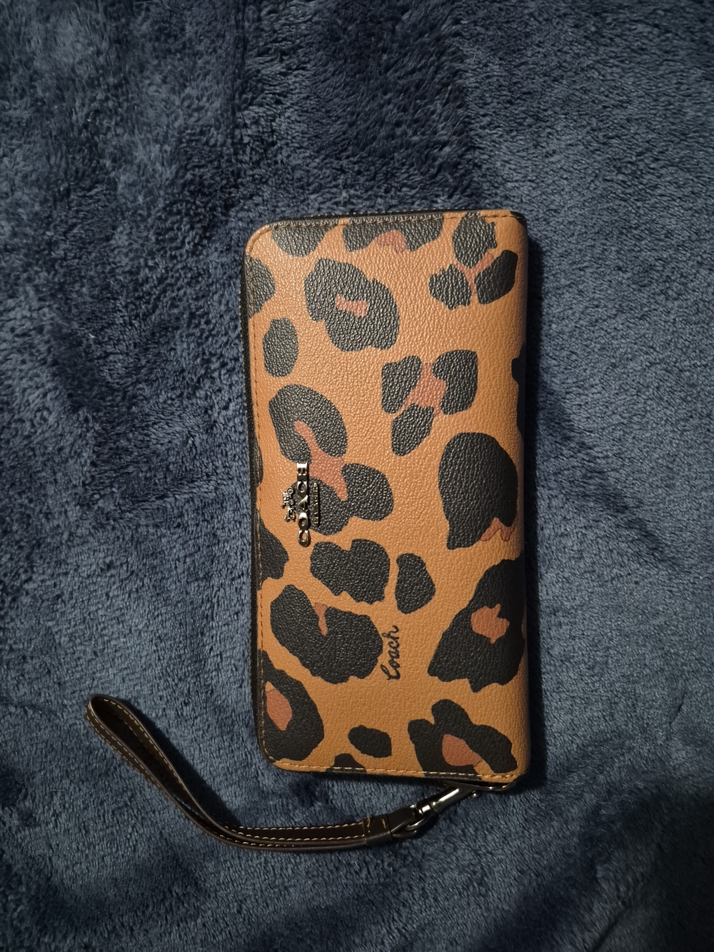 Coach Leopard Print Leather Wristlet Wallet - Brown/Black